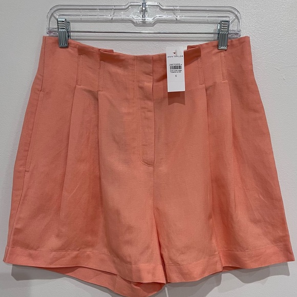 Ann Taylor NWT The Petite Paperbag Short in Shrimp, High Rise, Pleated, Size 6 - Picture 2 of 10